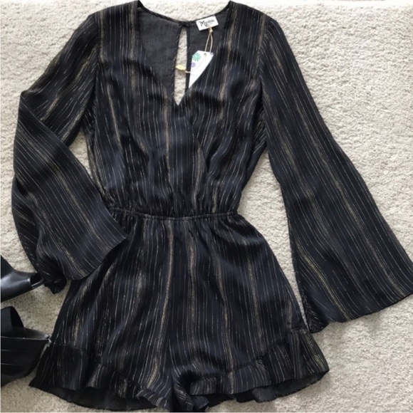 Show Me Your MuMu Loretta Romper in Sparkle & Shine Black - Picture 3 of 7